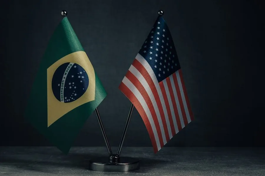 Brazilian and United States flags side by side